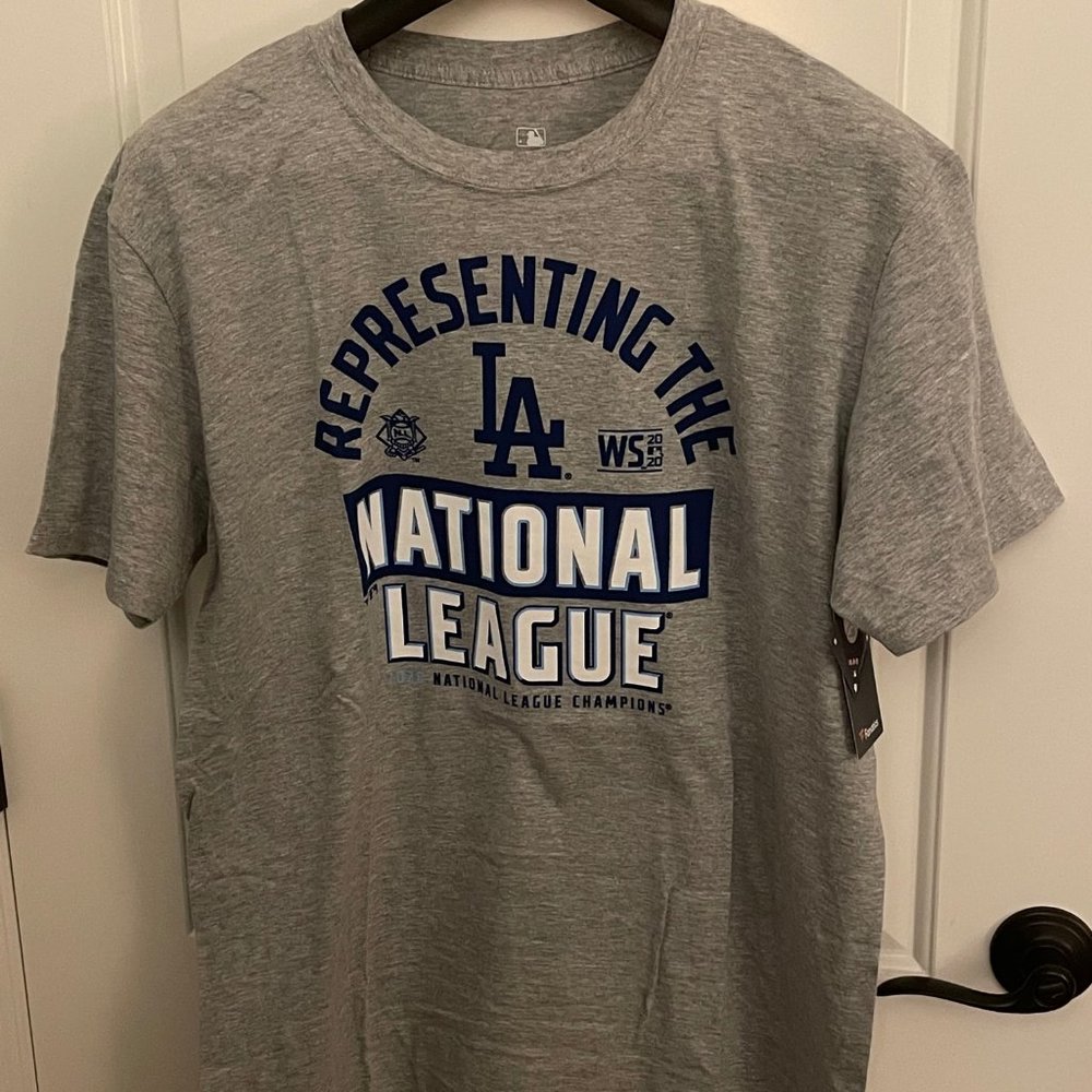 Fanatics L Los Angeles Dodgers Grey 2020 NL Champs Locker Room SS T-Shirt NWT